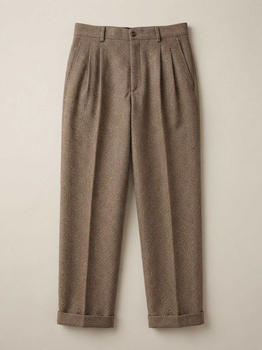Claiborne Women’s Classic 100% Cotton Pleated Cuffed Tan Trousers Size 30